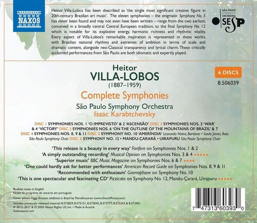 Heitor Villa-Lobos: Complete Symphonies - Sau Paulo So / Karabtchevsky - Musique - NAXOS - 0747313603930 - 13 novembre 2020