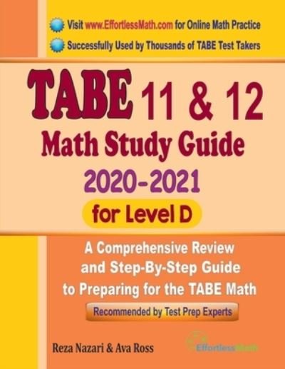 Cover for Ava Ross · TABE 11 &amp; 12 Math Study Guide 2020 - 2021 for Level D (Paperback Book) (2020)