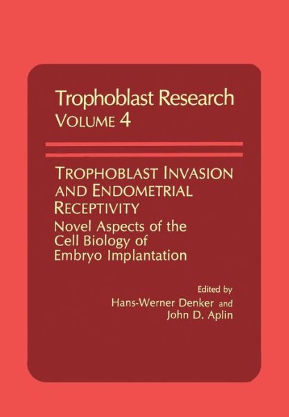 Cover for J D Aplin · Trophoblast Invasion and Endometrial Receptivity: Novel Aspects of the Cell Biology of Embryo Implantation - Trophoblast Research (Paperback Book) [Softcover reprint of the original 1st ed. 1990 edition] (2011)