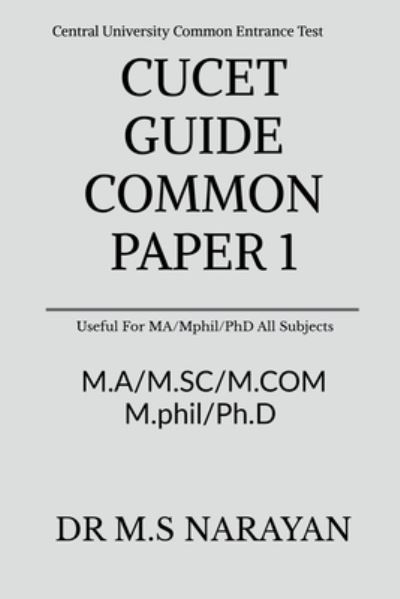 Cover for Dr M S · Cucet Guide Common Paper 1 (Paperback Book) (2020)