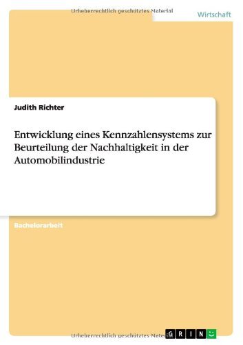 Judith Richter · Entwicklung Eines Kennzahlensystems Zur Beurteilung Der Nachhaltigkeit in Der Automobilindustrie (Paperback Book) [German edition] (2013)