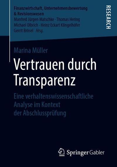Cover for Müller · Vertrauen durch Transparenz (Book) [1. Aufl. 2019 edition] (2019)