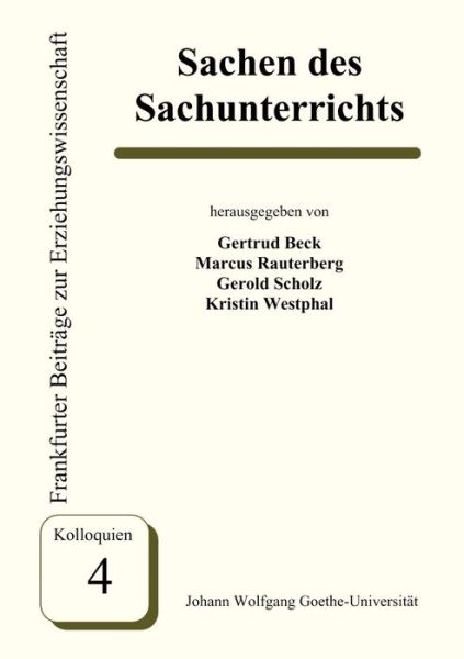 Cover for Gertrud Beck · Sachen des Sachunterrichts (Paperback Book) (2002)