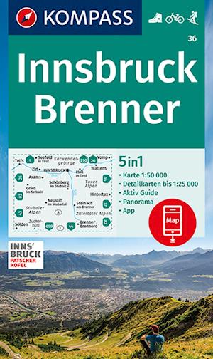 Cover for KOMPASS-Karten GmbH · KOMPASS Wanderkarte 36 Innsbruck, Brenner (Map) (2021)