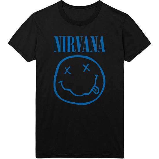 Nirvana Unisex T-Shirt: Blue Happy Face - Nirvana - Marchandise -  - 5056012041932 - 