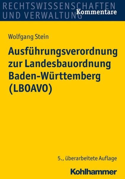 Cover for Stein · Ausführungsverordnung zur Landesb (Bog) (2016)