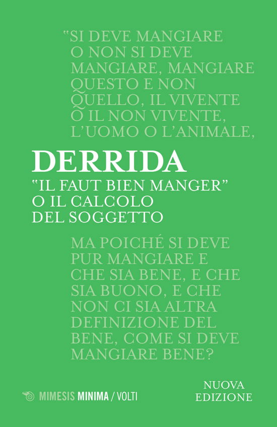 Cover for Jacques Derrida · Il Faut Bien Manger. O Il Calcolo Del Soggetto (Book)