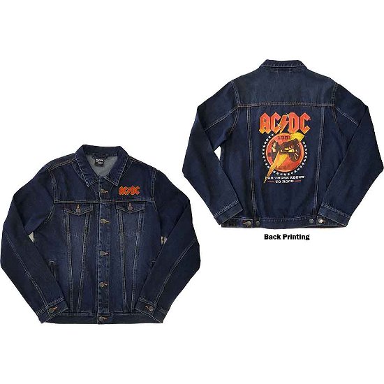 Cover for AC/DC · AC/DC Unisex Denim Jacket: About To Rock (Back Print) (Kläder) [size S] [Blue - Unisex edition]