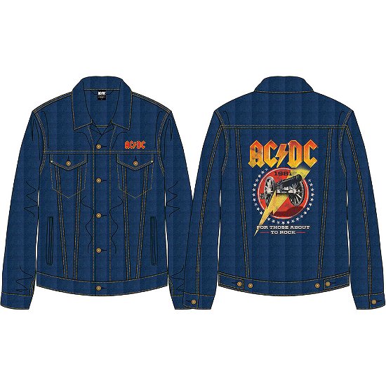 Cover for AC/DC · AC/DC Unisex Denim Jacket: About To Rock (Back Print) (TØJ) [size S] [Blue - Unisex edition]