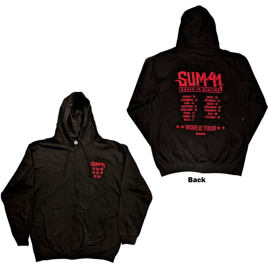 Sum 41 Unisex Zipped Hoodie: Order In Decline Tour 2020 (Back Print, Ex-Tour) - Sum 41 - Merchandise -  - 5056561067933 - 