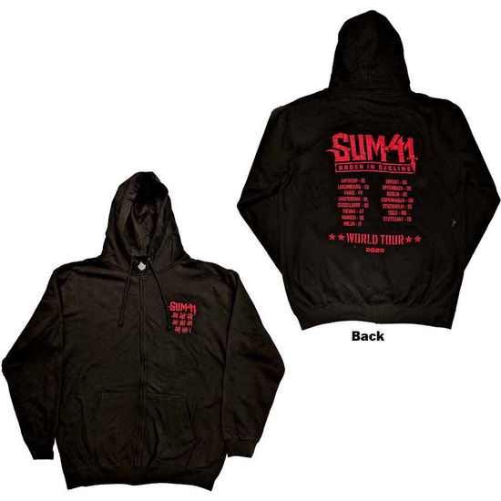 Sum 41 Unisex Zipped Hoodie: Order In Decline Tour 2020 (Black) (Back Print & Ex-Tour) - Sum 41 - Produtos - - 5056561067933 - 4 de abril de 2023