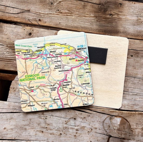 Cover for OS Map Wooden Square Magnet - Exmoor National Park (MERCH) (2025)