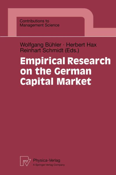 Cover for R Schmidt · Empirical Research on the German Capital Market - Contributions to Management Science (Paperback Book) [Softcover reprint of the original 1st ed. 1999 edition] (1999)