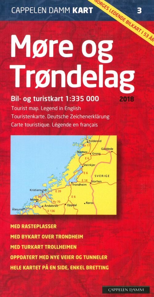 Cover for Cappelen Damm · CK: Møre og Trøndelag 2018 : bil- og turistkart = tourist map = Touristenkarte = carte touristique (Hardcover Book) (2018)