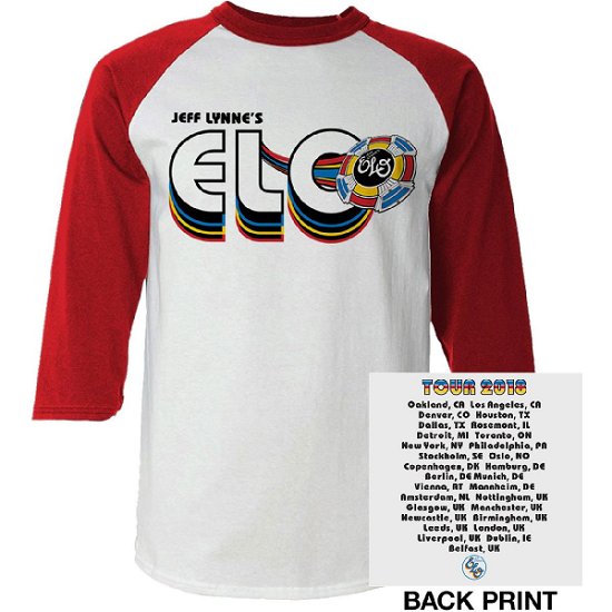 ELO Unisex Raglan T-Shirt: 2018 Tour Logo (Back Print) (Ex-Tour) - Elo ( Electric Light Orchestra ) - Marchandise -  - 5056170671934 - 