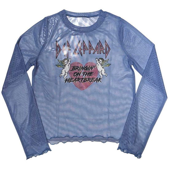 Cover for Def Leppard · Def Leppard Ladies Long Sleeve Crop Top: Bringin On The Heartbreak (Blue) (Mesh) (CLOTHES) [size XS] (2024)