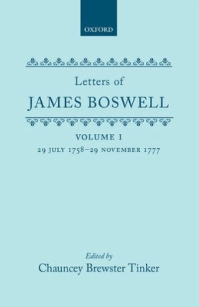 Cover for Tinker · Letters of James Boswell V 1 C (Hardcover Book) (2017)