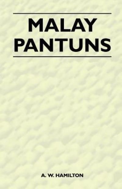 Cover for A W Hamilton · Malay Pantuns (Pocketbok) (2010)