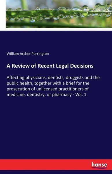 Cover for Purrington · A Review of Recent Legal Dec (Book) (2017)