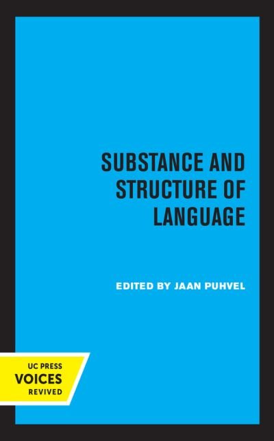 Cover for Jaan Puhvel · Substance and Structure of Language (Innbunden bok) (2021)
