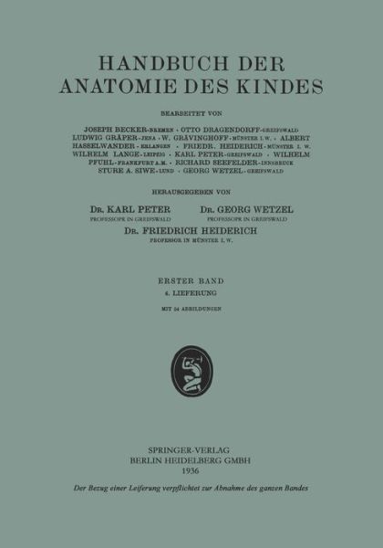 Cover for Becker, Joseph, Msg · Handbuch Der Anatomie Des Kindes: Erster Band (Paperback Book) [1936 edition] (1936)