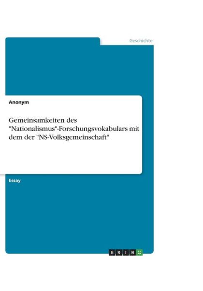 Cover for Born · Gemeinsamkeiten des &quot;Nationalismus (Book)