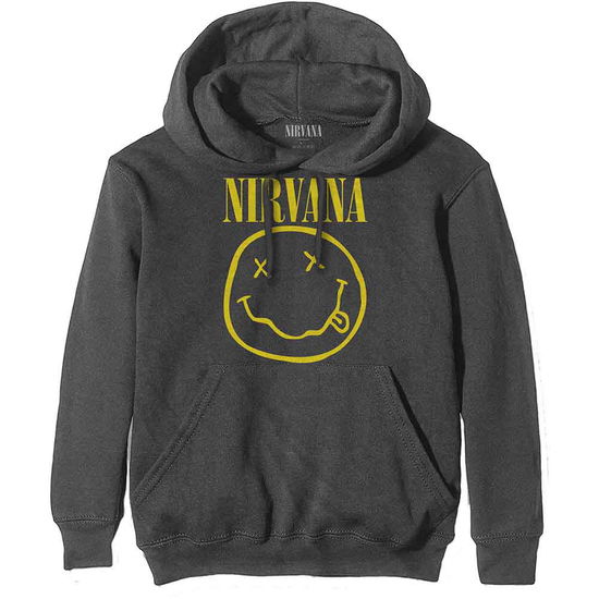 Nirvana Unisex Pullover Hoodie: Yellow Happy Face - Nirvana - Merchandise -  - 5056368636936 - February 16, 2023