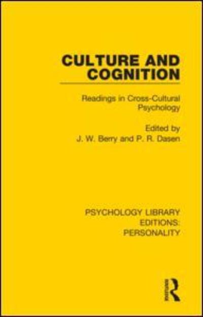 Cover for Culture and Cognition: Readings in Cross-Cultural Psychology - Psychology Library Editions: Personality (Paperback Book) (2021)