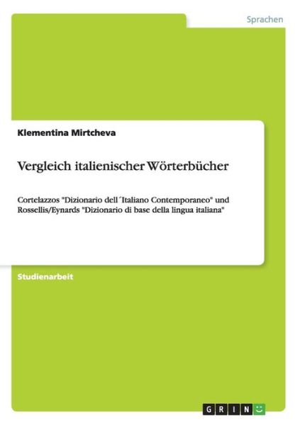 Cover for Mirtcheva · Vergleich italienischer Wörte (Book) [German edition] (2008)