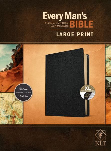 Cover for Stephen Arterburn · Every Man's Bible NLT, Large Print (Genuine Leather, Black, Indexed) (Book) (2021)