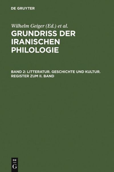 Cover for Wilhelm Geiger · Litteratur,Geschichte u.Kultur,Reg. (Book) (1974)