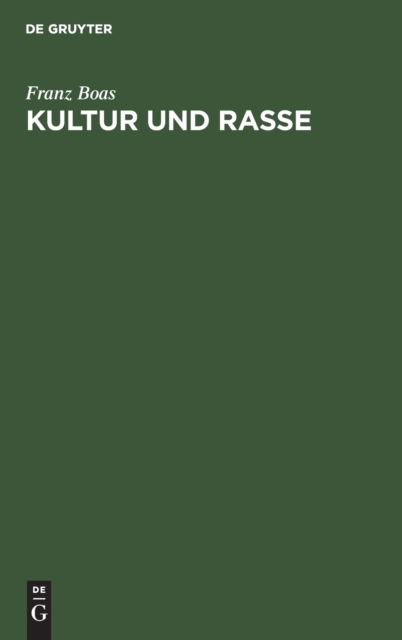 Cover for Franz Boas · Kultur und Rasse (N/A) (1922)
