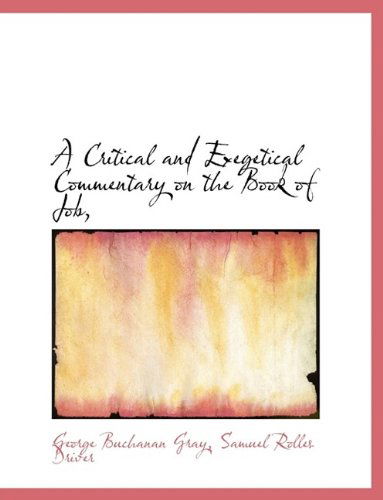 Cover for D D · A Critical and Exegetical Commentary on the Book of Job, (Hardcover Book) (2009)