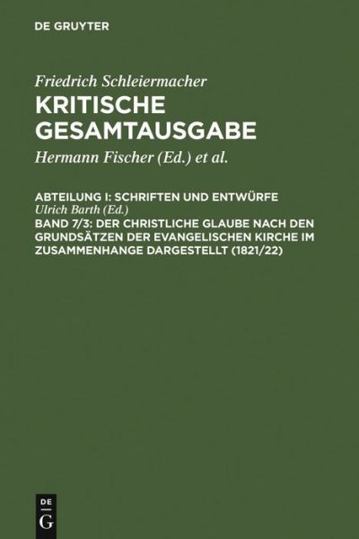 Cover for Ulrich Barth · Der Christliche Glaube Nach den Grundsatzen Der Evangelischen Kirche Im Zusammenhange Dargestellt (1821/22): Marginalien Und Anhang (Hardcover Book) (1983)