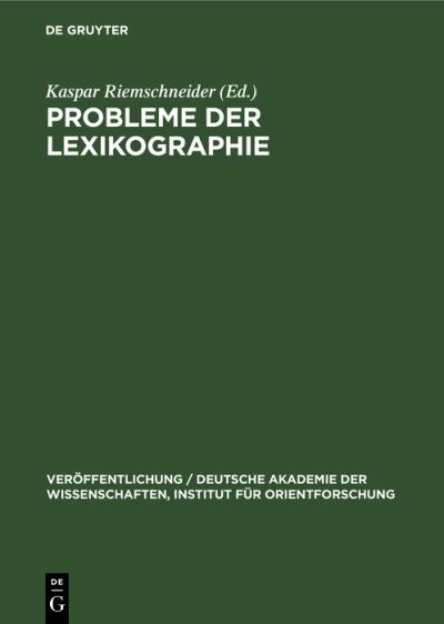 Cover for Kaspar Riemschneider · Probleme der Lexikographie (Book) (1971)