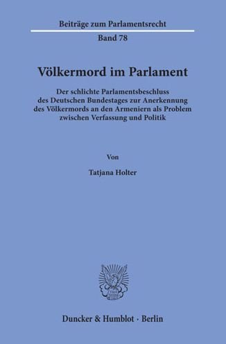 Cover for Holter · Völkermord im Parlament. (Buch) (2019)