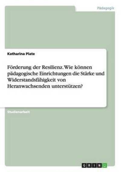 Förderung der Resilienz. Wie könn - Plate - Books -  - 9783668092938 - November 30, 2015