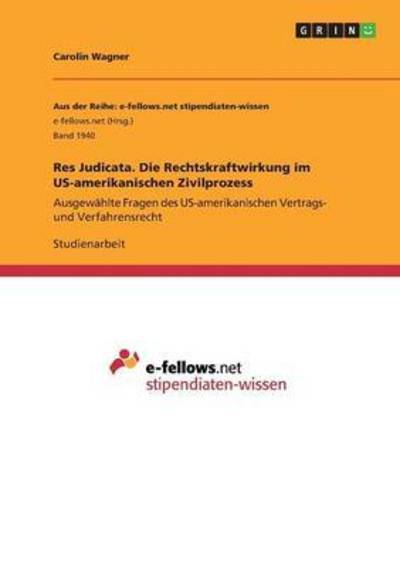 Cover for Wagner · Res Judicata. Die Rechtskraftwir (Bog) (2016)