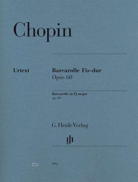 Barcarolle Fis-dur Op.60.HN993 - Chopin - Libros - SCHOTT & CO - 9790201809939 - 6 de abril de 2018