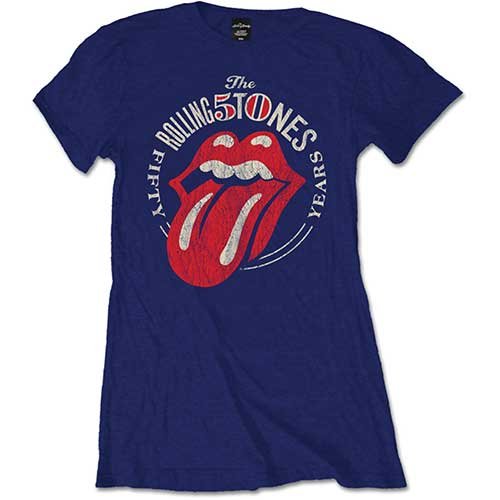 Cover for The Rolling Stones · The Rolling Stones Ladies T-Shirt: 50th Anniversary Vintage (T-shirt) [size S] [Blue - Ladies edition]