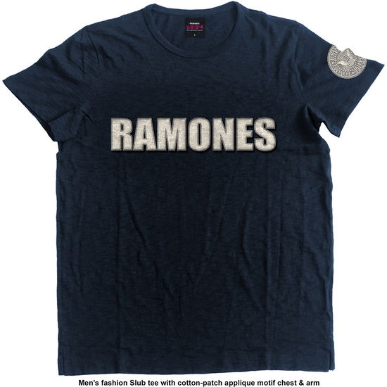 Ramones Unisex Applique T-Shirt: Logo & Presidential Seal - Ramones - Koopwaar - Merch Traffic - 5055979980940 - 