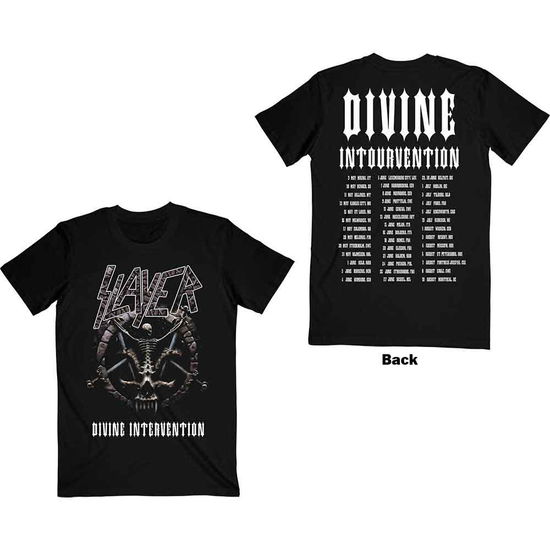 Slayer Unisex T-Shirt: Divine Intervention 2014 Dates (Ex-Tour & Back Print) - Slayer - Marchandise -  - 5056170652940 - 