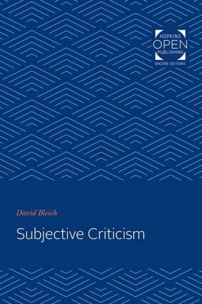 Cover for David Bleich · Subjective Criticism (Paperback Book) (2020)