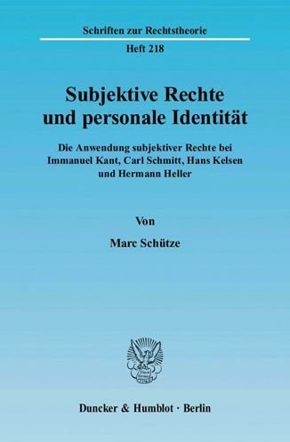 Cover for Schütze · Subjektive Rechte und personale (Book) (2004)