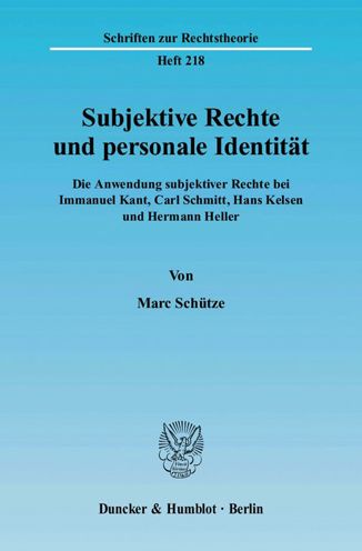 Subjektive Rechte und personale - Schütze - Książki -  - 9783428110940 - 29 stycznia 2004