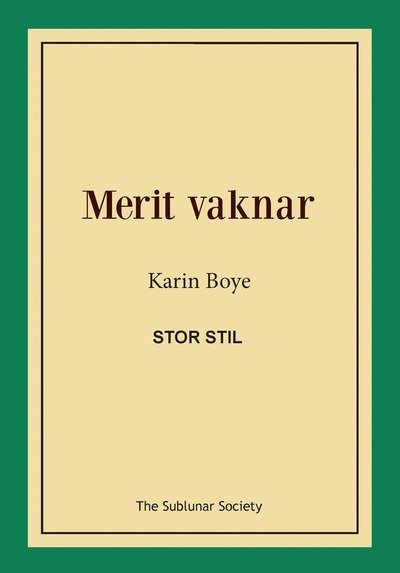 Cover for Karin Boye · Merit vaknar (stor stil) (Bog) (2019)