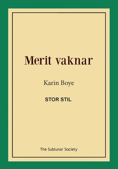 Cover for Karin Boye · Merit vaknar (stor stil) (Buch) (2019)