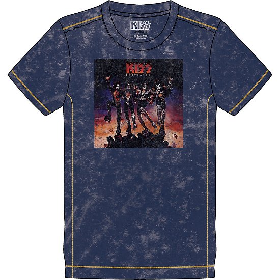 Cover for Kiss · KISS Unisex T-Shirt: Destroyer (Wash Collection) (T-shirt) [size L] [Blue - Unisex edition]