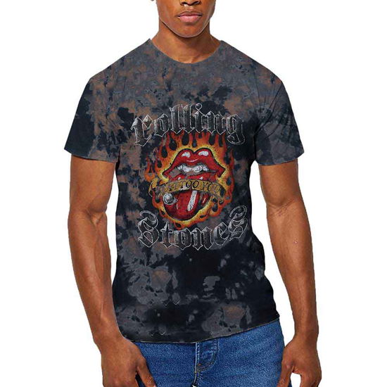 The Rolling Stones Unisex T-Shirt: Tattoo Flames (Wash Collection) - The Rolling Stones - Merchandise -  - 5056368669941 - 