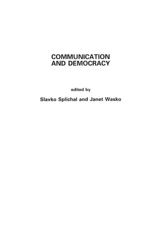 Cover for Splichal · Communication and Democracy (Paperback Bog) (1993)